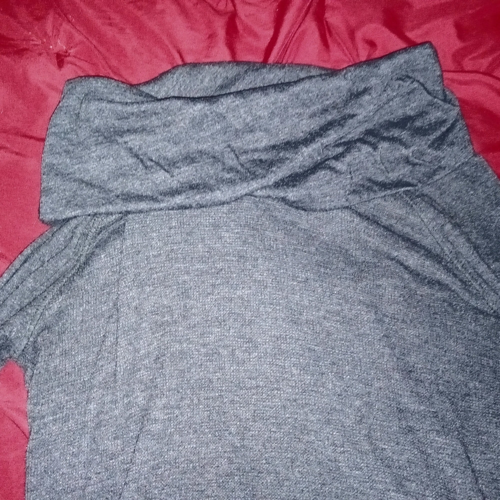 Eddie Bauer Tunic Sweater Women's Size M Gray Cowl Neck Waffle Knit Long Sleeve - Picture 3 of 12